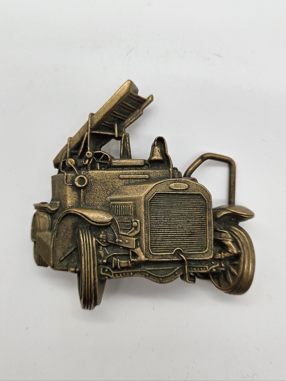BARON BUCKLE | vintage 1978 solid brass fire truck belt buckle